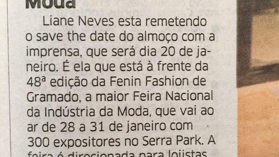 Nota Fenin Eduardo Conill no Correio do Povo (Demo)